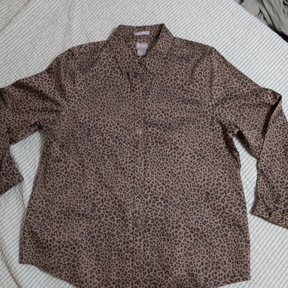 Chico's Leopard Print Blouse - Brown